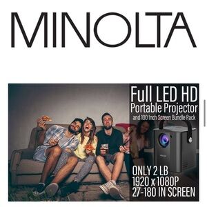 Minolta Black Full LED HD Projector Bundle